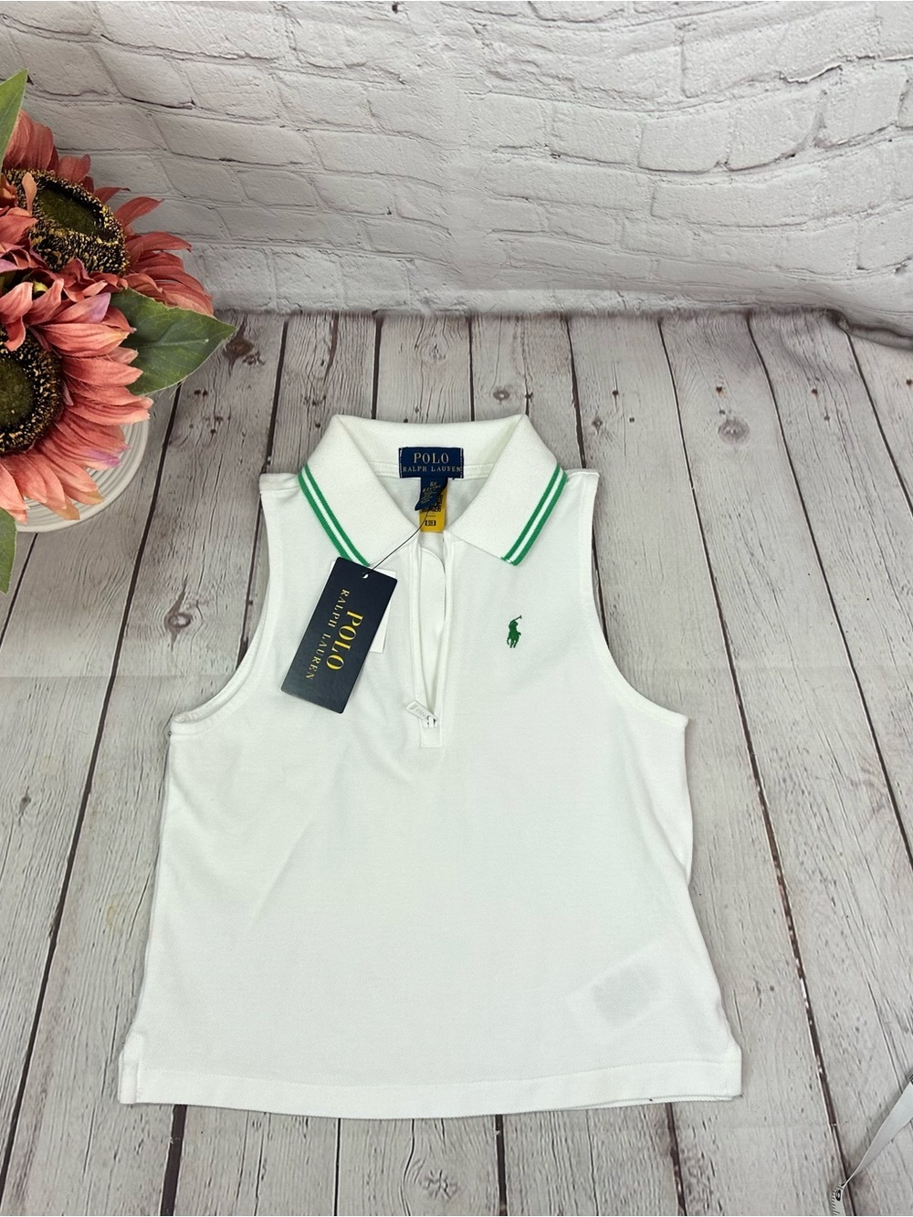 NWT Polo Ralph Lauren Sleeveless Polo Tank Top Girls 6X preppy summer 1/4 zip
